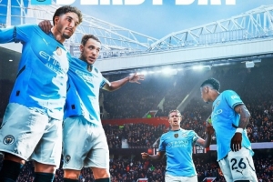 曼城发布德比战海报：德布劳内、马尔穆什、萨维尼奥、尼科出镜